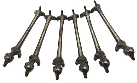 Lot of 6 Vintage French Silverplate Dachshund Knife Rests