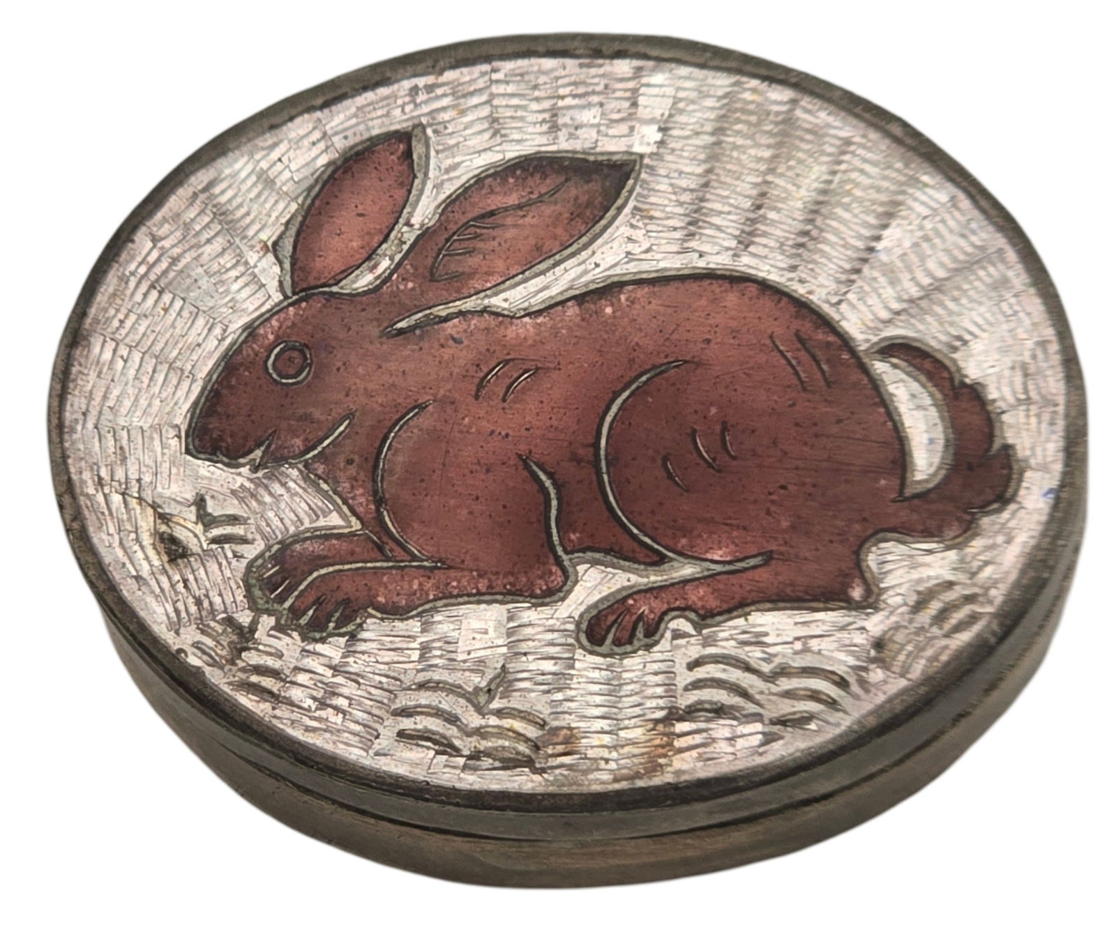 Vintage Handmade Silverplate & Enamel Animal Pill Box (1 of 7)