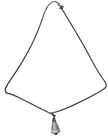 Vintage Sterling Silver Chain Necklace /w Aquamarine Teardrop Pendant