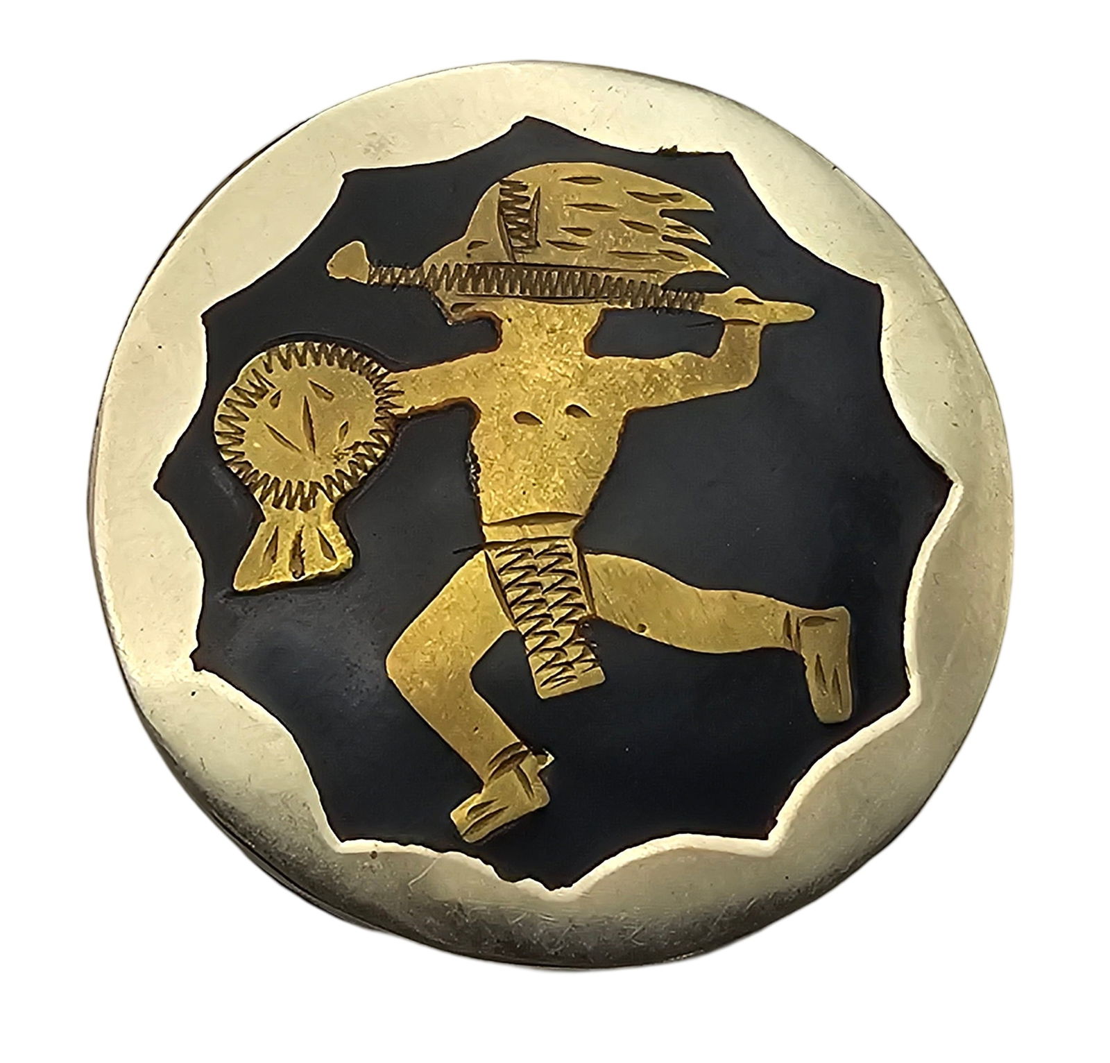 Vintage METALES CASADOS TAXCO Mexico Sterling Silver Aztec Design Brooch (1 of 6)