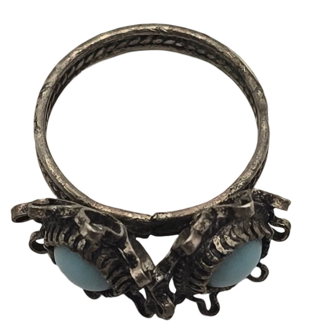 Antique Handmade European 800 Silver Ring /w Blue Gemstones: The ring is a size 5 and weighs ca. 2.8 grams. Very good vintage condition with minor wear and patina according to age. Tested for a minimum of 800 (80%) Silver. SHIPPING: We ship in-house and charge 