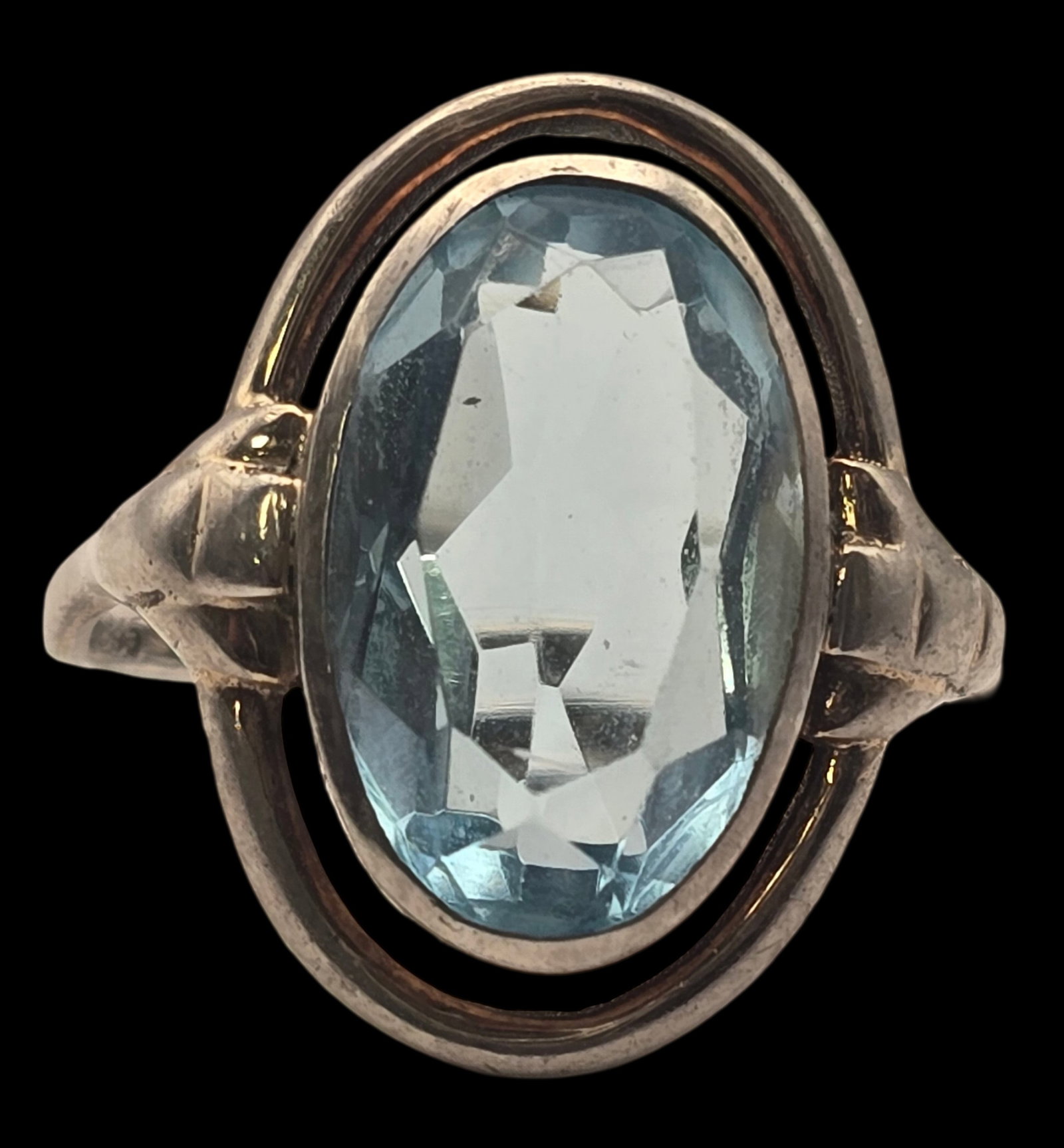 Vintage European 835 Silver & Blue Gemstone Ring: The ring is a size 8 and weighs ca. 4.8 grams. Very good vintage condition with minor wear and patina according to age. Marked for 835 Silver. SHIPPING: We ship in-house and charge a flat fee of $12 f