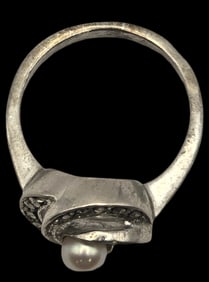 Vintage European 800 Silver & Pearl Ring