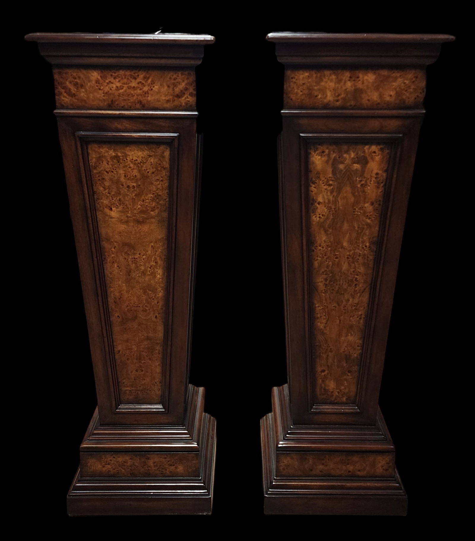 Pair of Vintage THEODORE ALEXANDER Louis XVI Burl Pedestal Columns / Torcheres (1 of 10)
