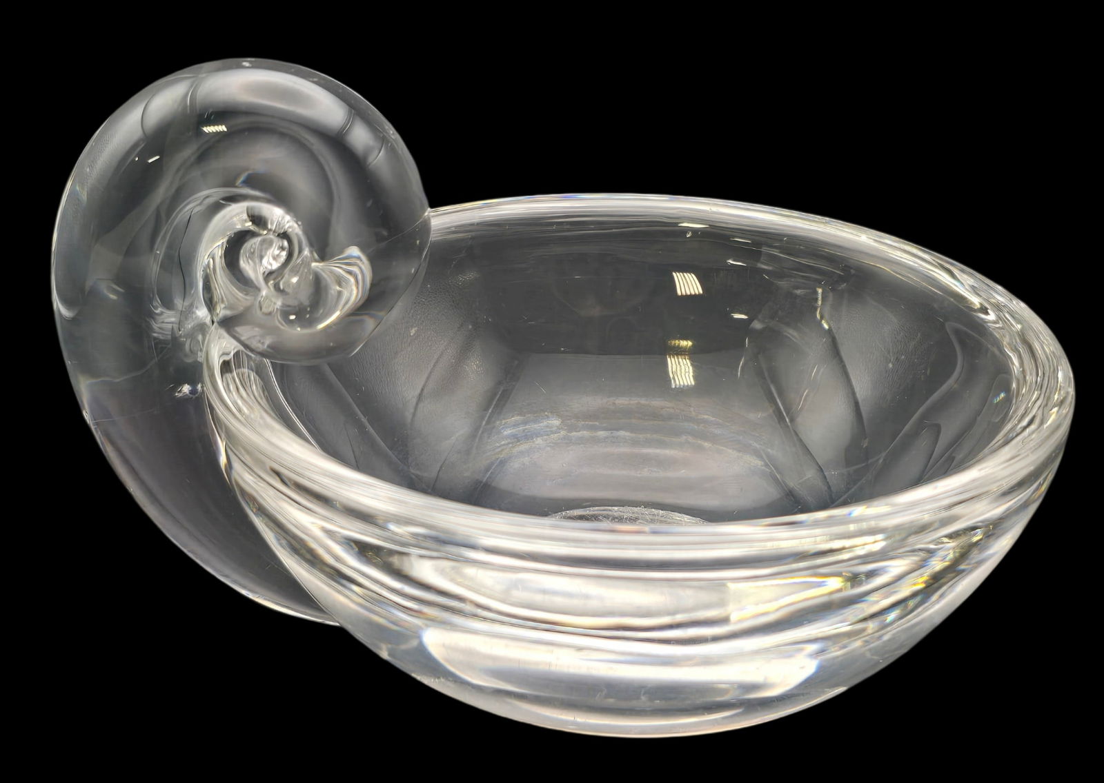 Vintage STEUBEN Crystal Bowl / Olive or Candy Dish /w Snail Handle (1 of 6)
