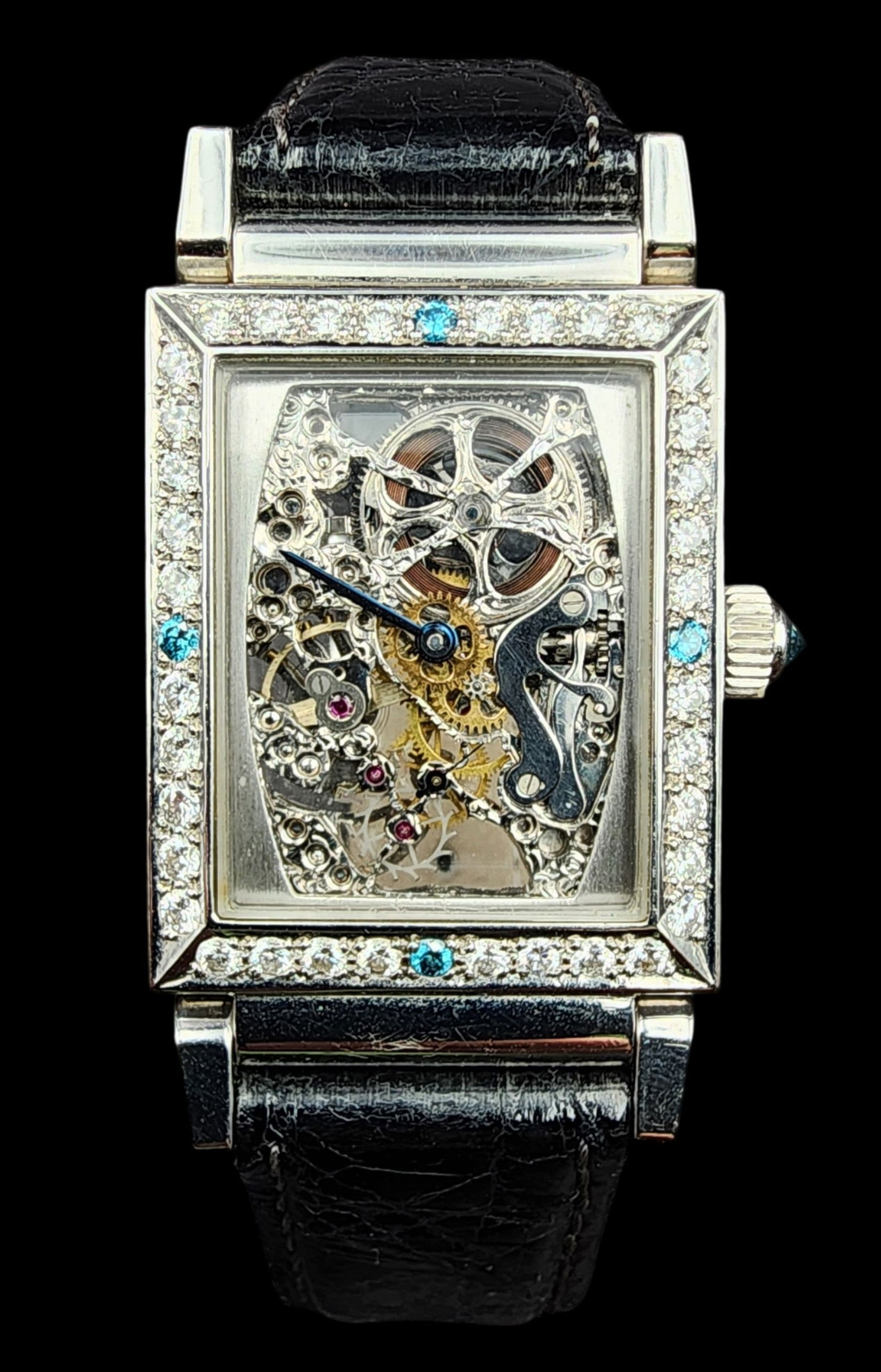 Rare Vintage ca. 1930 Art Deco Swiss KURTH Platinum & Diamond Skeleton Watch (1 of 13)