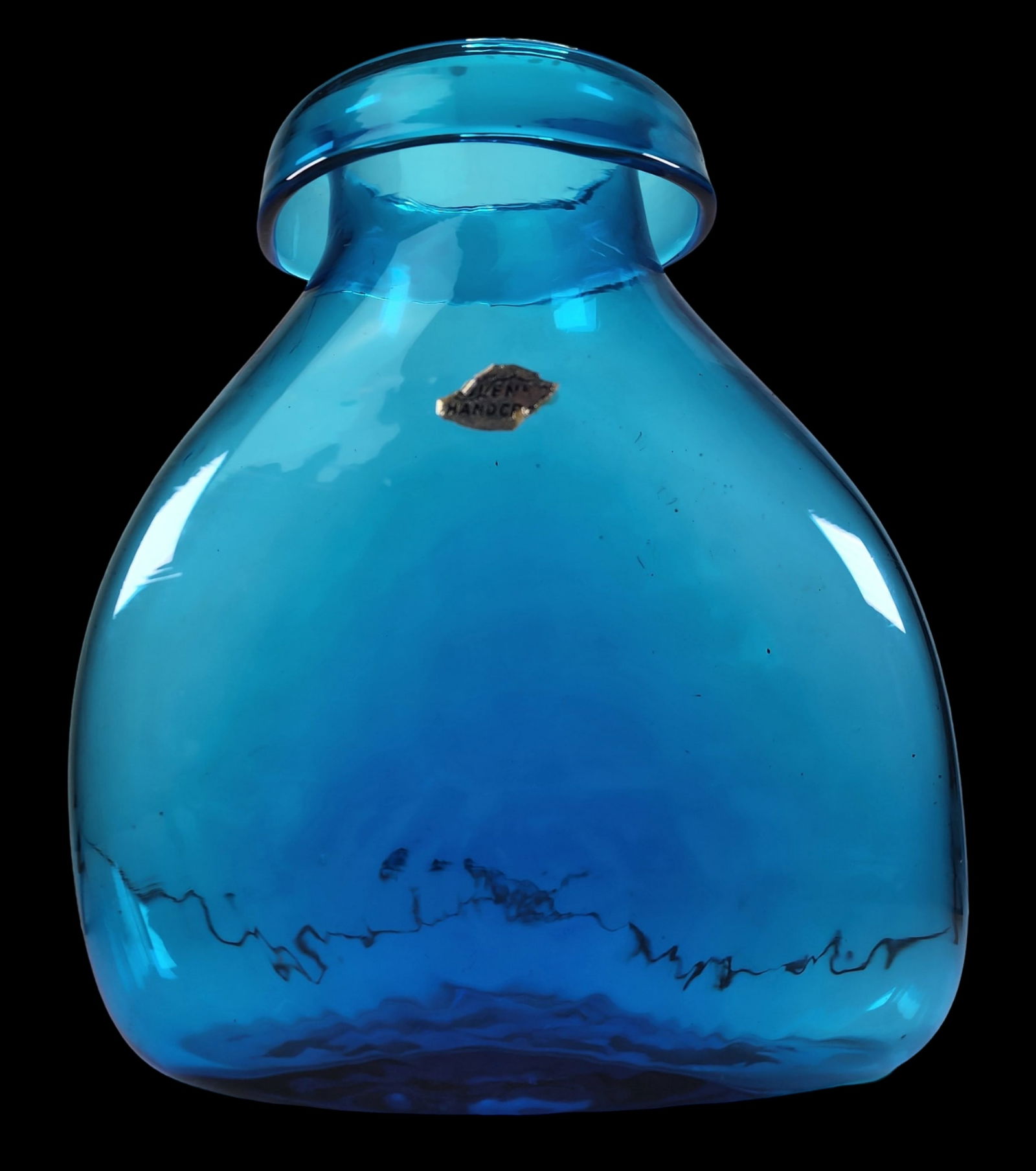 Rare Large Vintage BLENKO Blue Art Glass Vase (1 of 8)