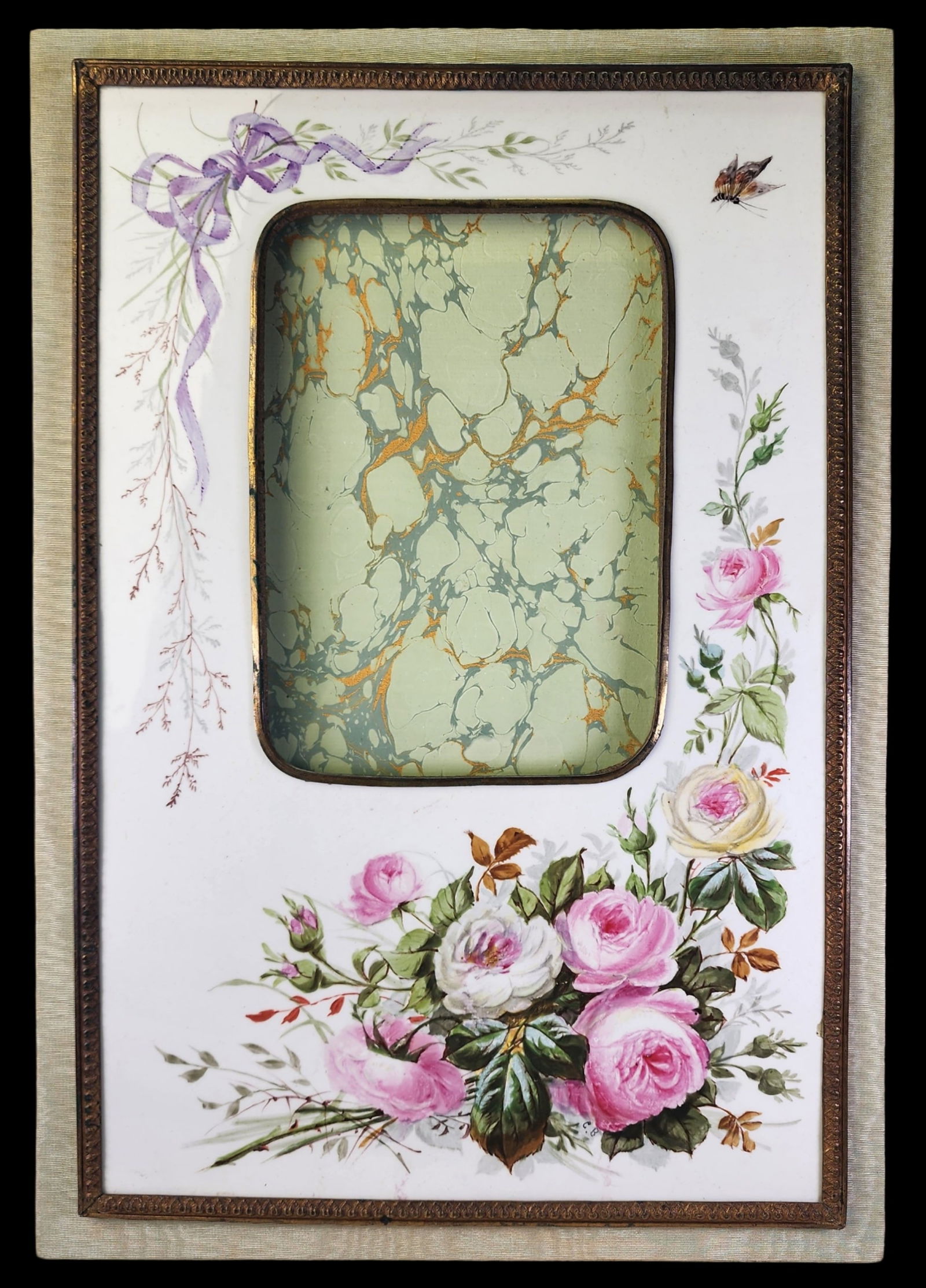 Very Rare Large Antique Victorian Hand Painted Enamel Picture Frame (1 of 6)