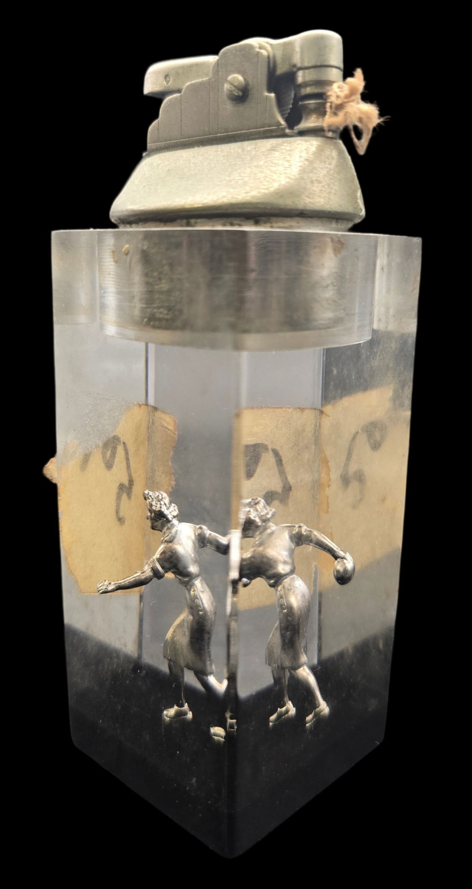 Unusual Vintage Mid-Century Lucite Table Lighter /w Bowling Woman (1 of 7)