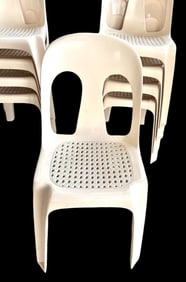 Set of 14 Vintage Mid-Century 1980s HENRY MASSONNET Plastic Garden Chairs