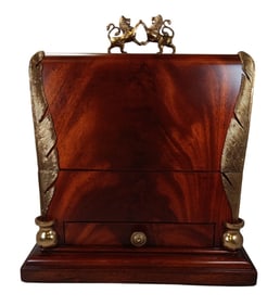 Vintage MAITLAND-SMITH Mahogany Lion Theme Letter Box