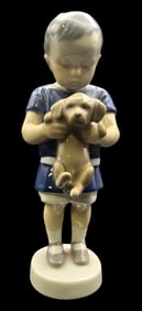 Vintage BING & GRONDAHL B&G Porcelain Figurine #1747 "Ole" - Boy with Puppy