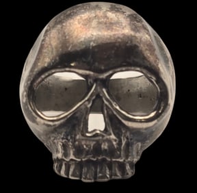 Massive Vintage Sterling Silver Skull Ring