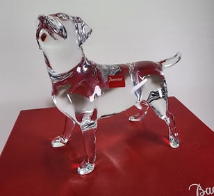 Vintage BACCARAT France Crystal Dog Figurine /w Original Box