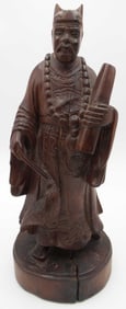 Antique Chinese Hand Carved Wood Figurine - Signed