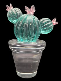 Rare Vintage OGGETTI Murano Italy Art Glass Cactus Sculpture
