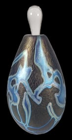 Vintage EICKHOLT Splatter Design Iridescent Art Glass Perfume Bottle
