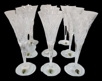 Set of 12 Vintage WATERFORD Millenium Edition Crystal Champagne Glasses