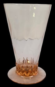 Vintage HEISEY "Optic Tooth" Flamingo Crystal Tumbler