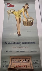 Very Rare Original 1947 Cuban BELLE RINGER Pin-Up Girl Calendar