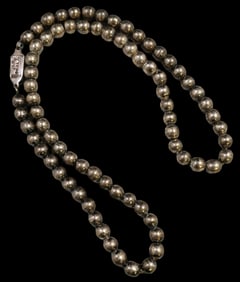 Vintage Mid-Century Modern TAXCO Mexico Sterling Silver Beaded Necklace