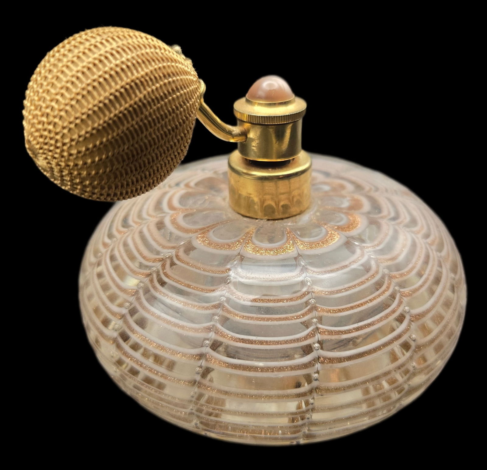 Vintage Art Glass & Gold Flake Art Glass Atomizer Perfume Bottle (1 of 5)