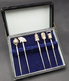 Set of Vintage Chinese Sterling Silver Cocktail Sticks