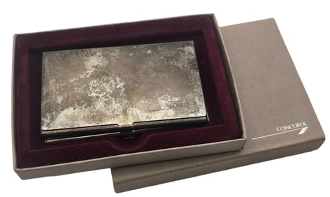 Pair of Vintage CONCORDE AIRCRAFT Silverplate Business Card Cases /w Original Box