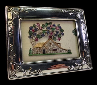 Vintage Silverplate Metal & Wood Picture Frame