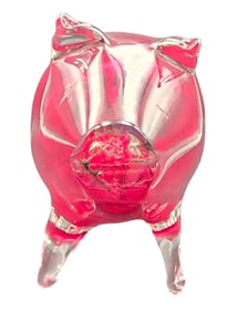 Vintage Handmade Ruby Red Art Glass Pig Figurine