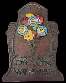 Very Rare Art Nouveau Bronze & Enamel Toy Balloon Advertising Paperclip