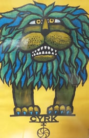 Original Vintage HUBERT HILSCHER Poland "CYRK" Circus Poster - LION - Ca. 1978