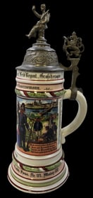 Antique Duchy of Hesse Imperial German Porcelain Regimental Beer Stein