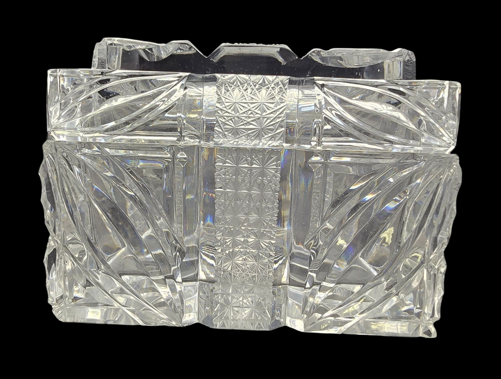 Unusual Vintage Mid-Century Modern Crystal Cigarette Box /w Ashtray Lid (1 of 7)