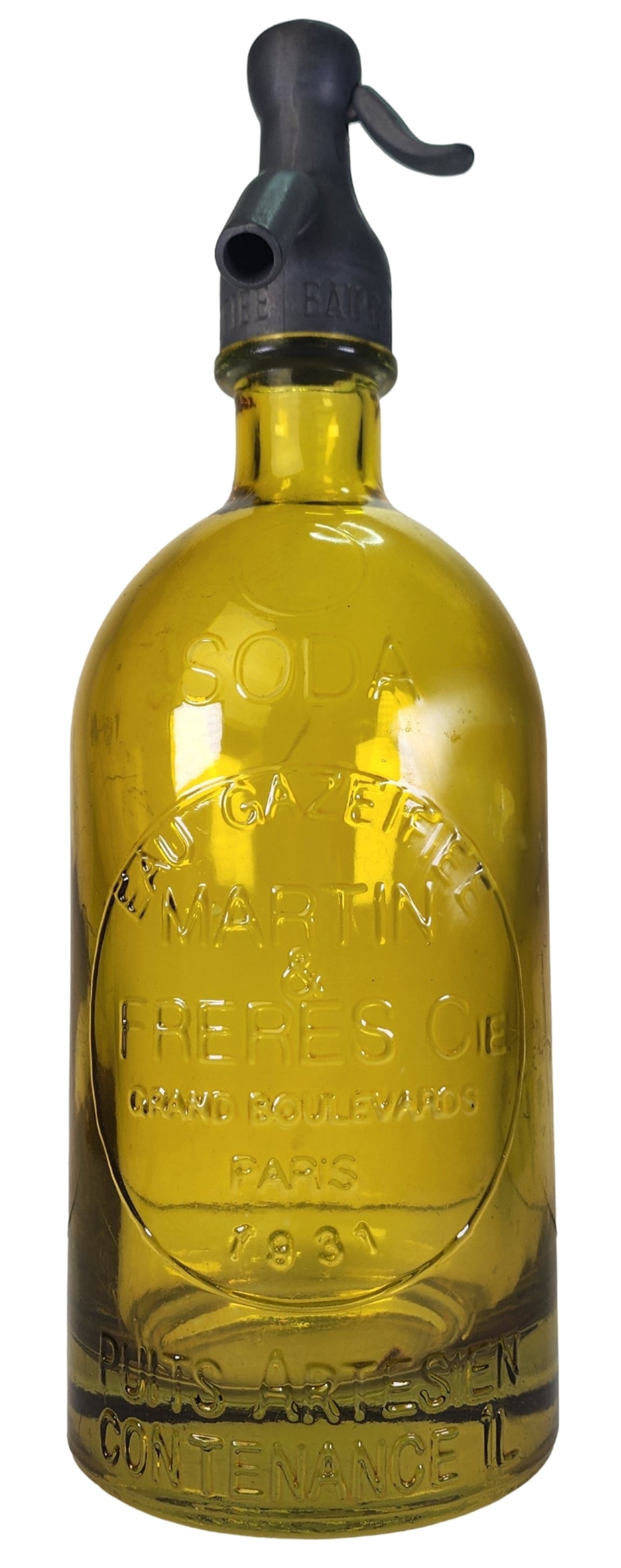 Rare Vintage Seltzer / Soda Siphon Yellow Glass Bottle (1 of 7)