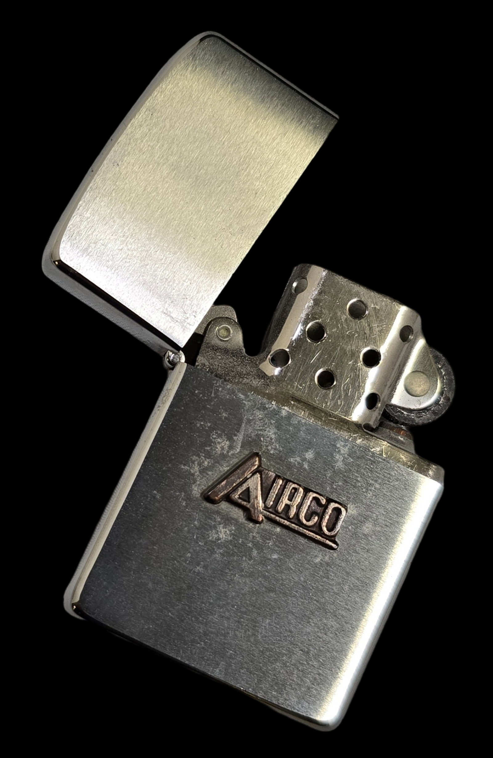 Vintage 1960s AIRCO Industrial Gases Advertising ZIPPO Lighter /w Box: Measures approx. 2" long x 1 1/2" wide. Not tested but mechanism seems to work fine. With orignal box.