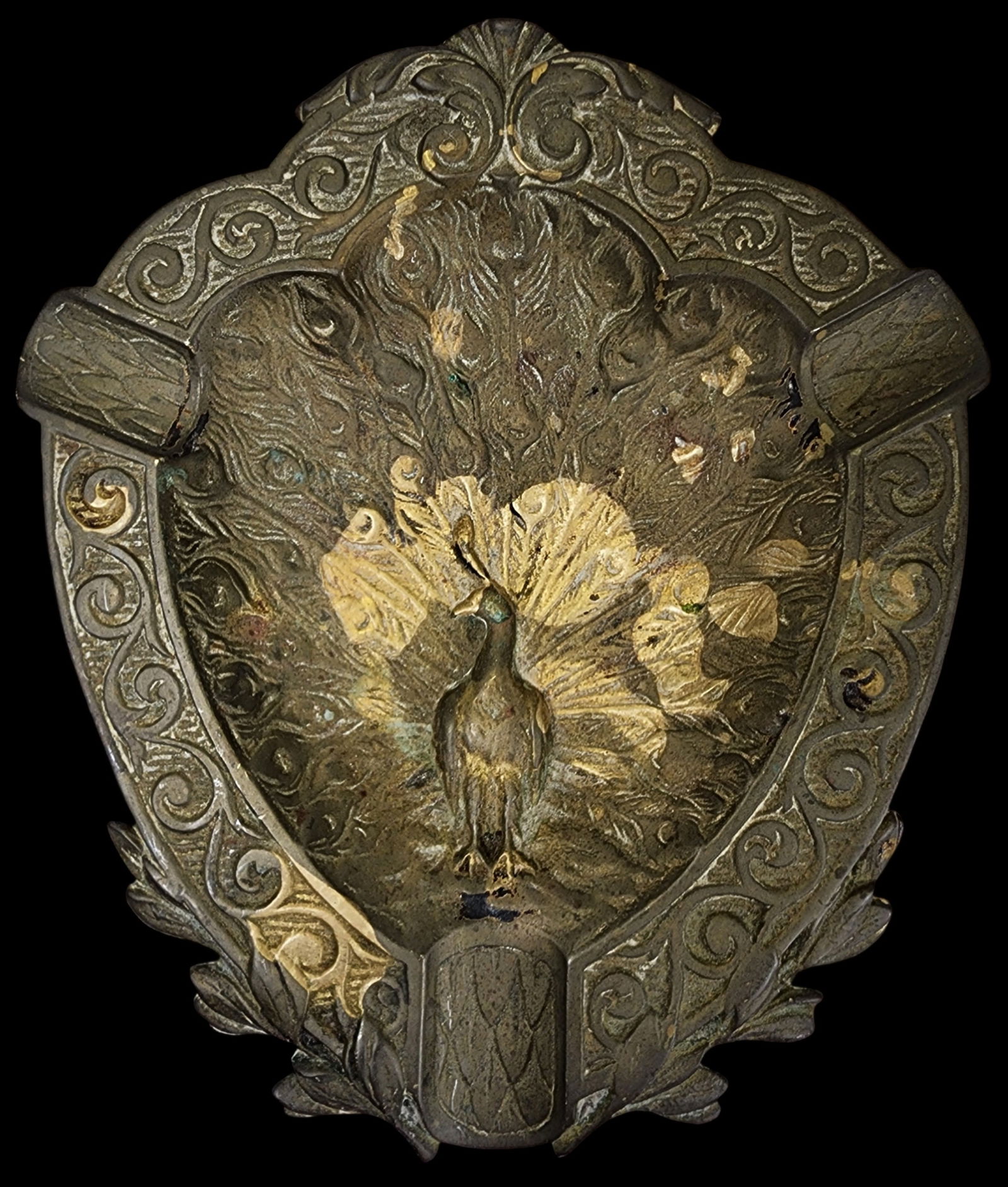 Rare Antique Art Deco Belgian Brass Ashtray /w Ornate Peacock Decor (1 of 8)