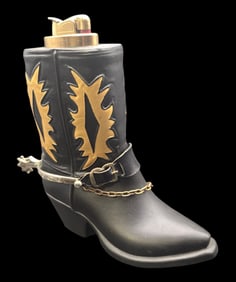 Rare Vintage ca. 1970s EVANS Cowboy Boot Table Lighter