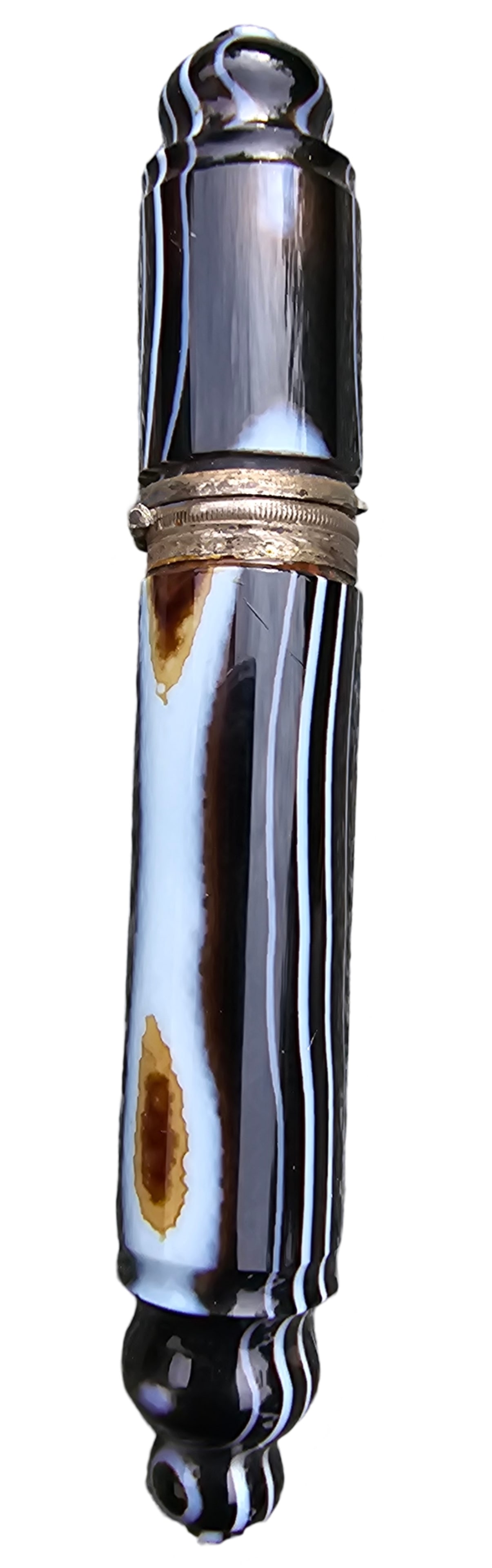 Rare Antique ca. 1900 European Silver & Agate Medicine or Perfume Bottle (1 of 6)