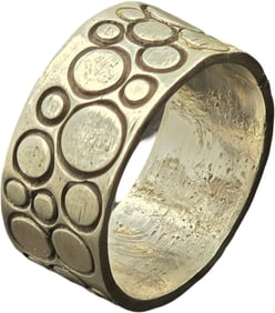 Vintage European Mid-Century Modern Sterling Silver Band Ring /w Bubble Design