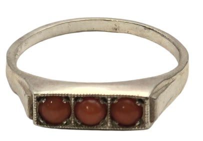 Lot of 3 Vintage Art Deco European 835 Silver & Red Coral Desginer Rings
