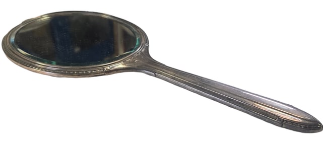 Large Vintage ca. 1930 Art Deco Sterling Silver Hand Mirror