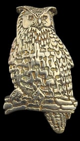 Rare Vintage TAXCO Mexico Sterling Silver Owl Designer Pin / Brooch