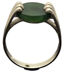Very Unusual Vintage Mid-Century Modern W. FREY & CO Germany 835 silver & Jade Designer Ring