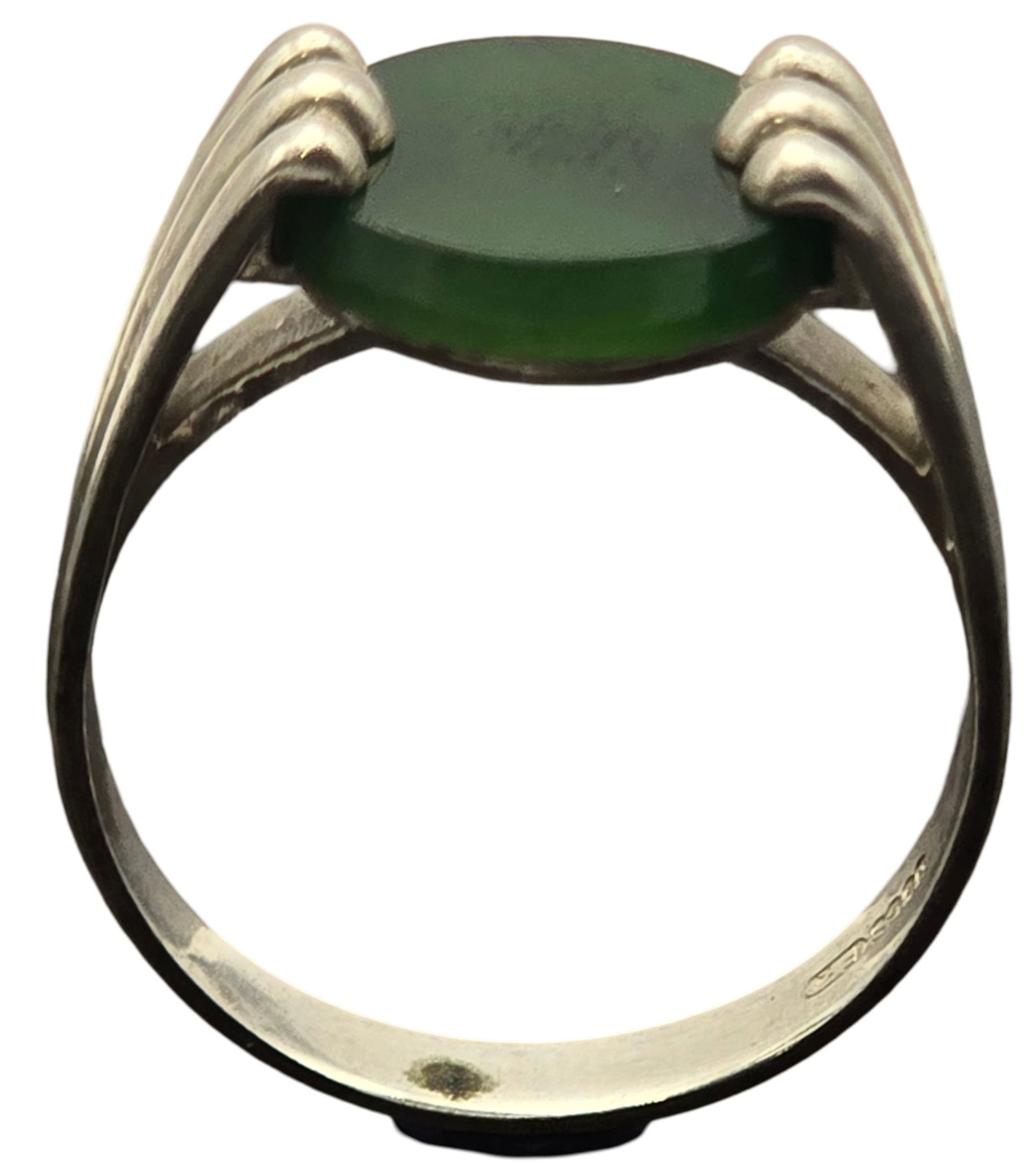 Very Unusual Vintage Mid-Century Modern W. FREY & CO Germany 835 silver & Jade Designer Ring (1 of 7)