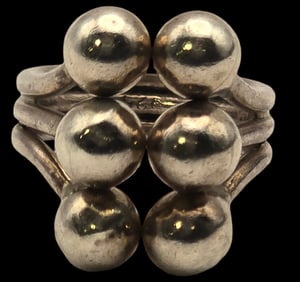 Vintage Mid-Century Modern Sterling Silver Ring /w Balls