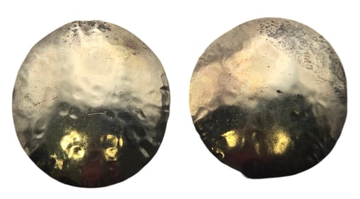 Pair of Vintage Mid-Century Modern Hand Hammered Sterling Silver Designer Earrings