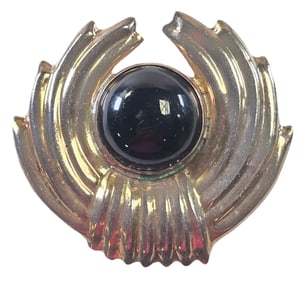 Large Vintage Mid-Century Taxco Mexico Sterling Silver & Black Onyx Brooch