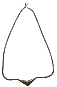 Stylish Vintage Mid-Century Sterling Silver Chain Pendant Necklace