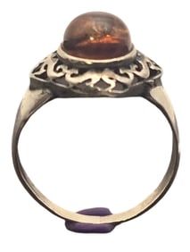 Vintage Handmade European 800 Silver & Baltic Amber Ring
